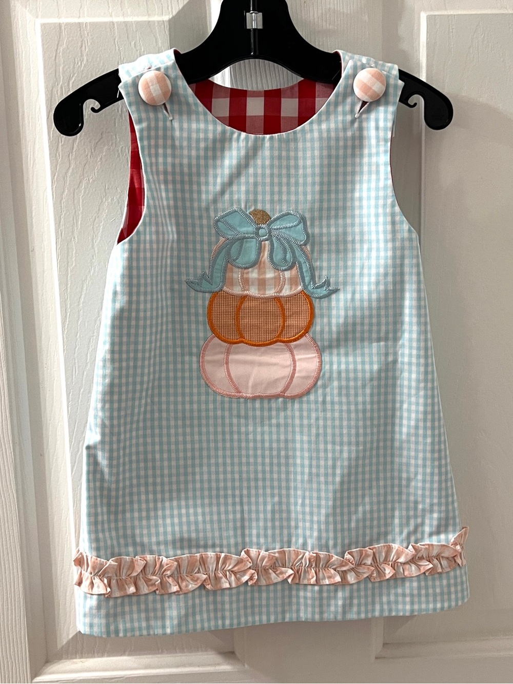 Shrimp & Grits Reversible Pumpkin & Xmas Santa Jumper Dress Baby Girls Sz 12 m